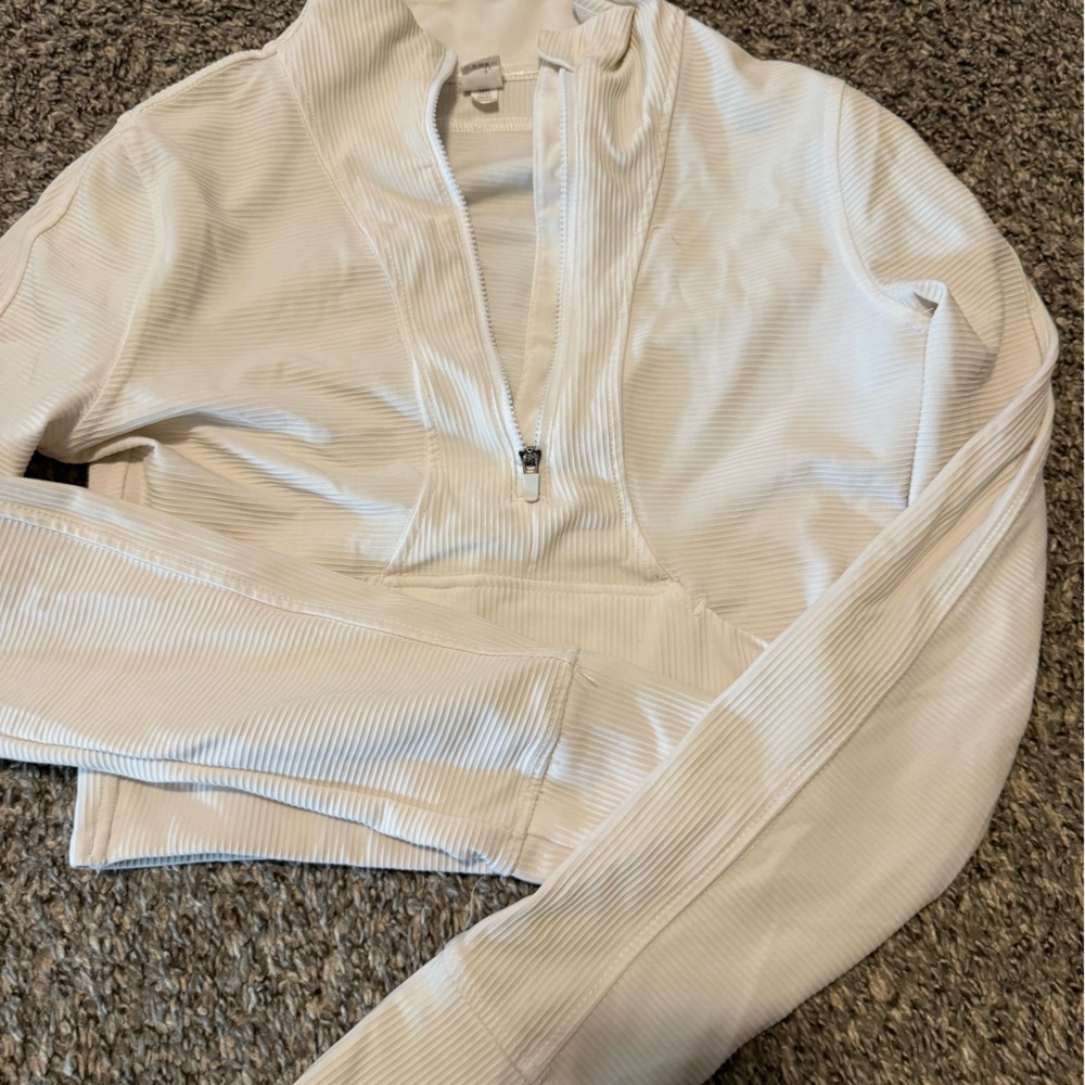 90 Degree By Reflex Cropped Ribbed Quarter-Zip Jacket